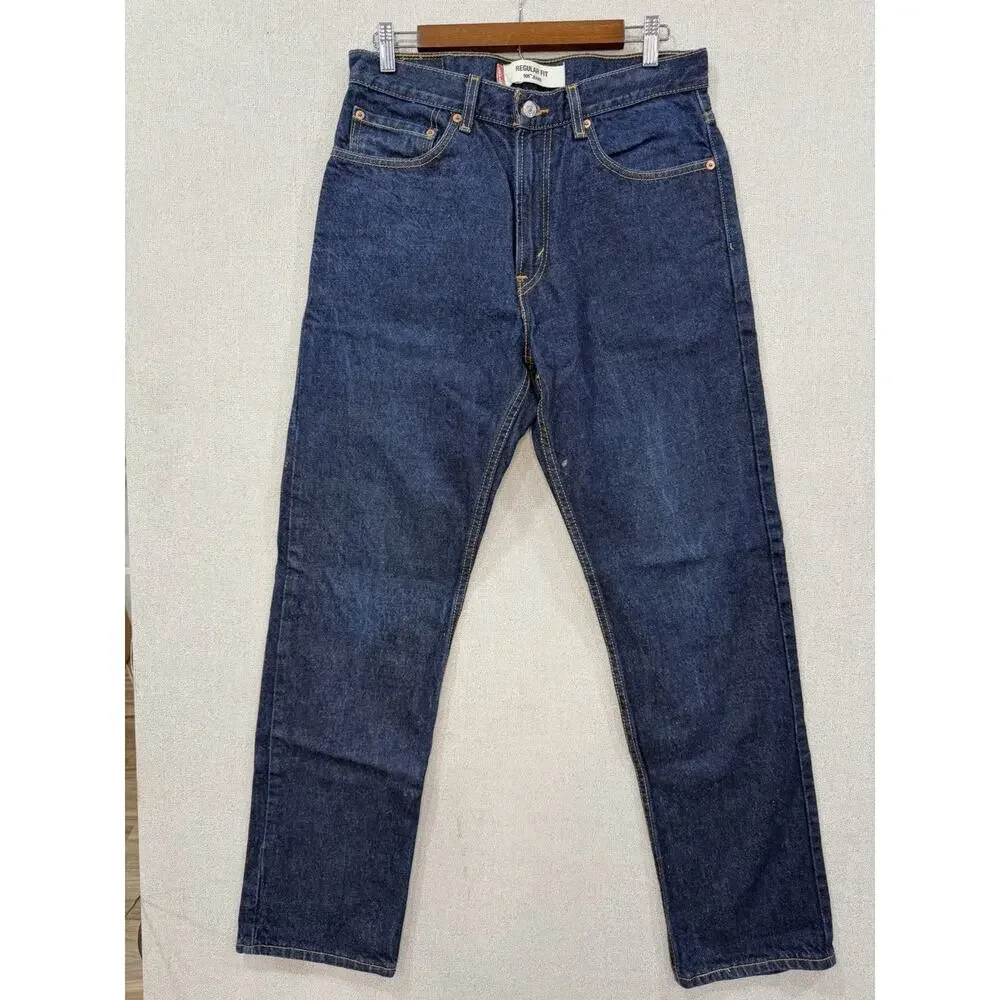 Levi’s Men’s 505 Regular Fit Jeans Dark Stonewash Blue Denim 32 x 32 (31 Actual)